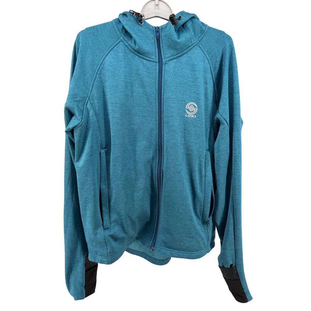 Loki Gear Mens M‎ Technical Full Zip Hoodie Teal Heather Backpack Convertible